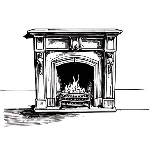Abstract Drawing Of Fireplace