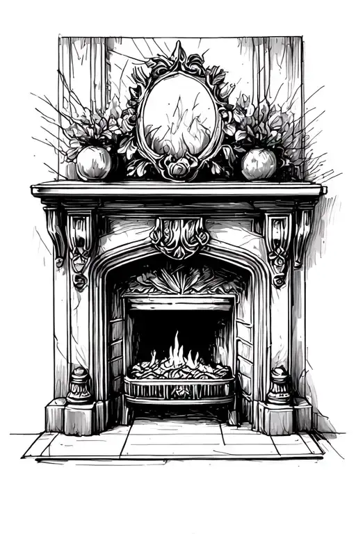 Abstract Drawing Of Fireplace