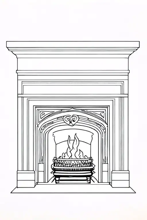 Abstract Drawing Of Fireplace