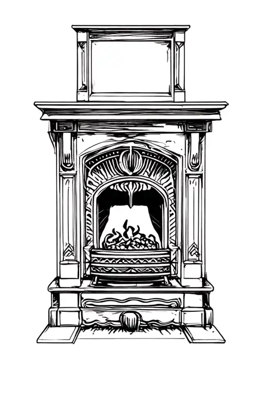 Abstract Drawing Of Fireplace