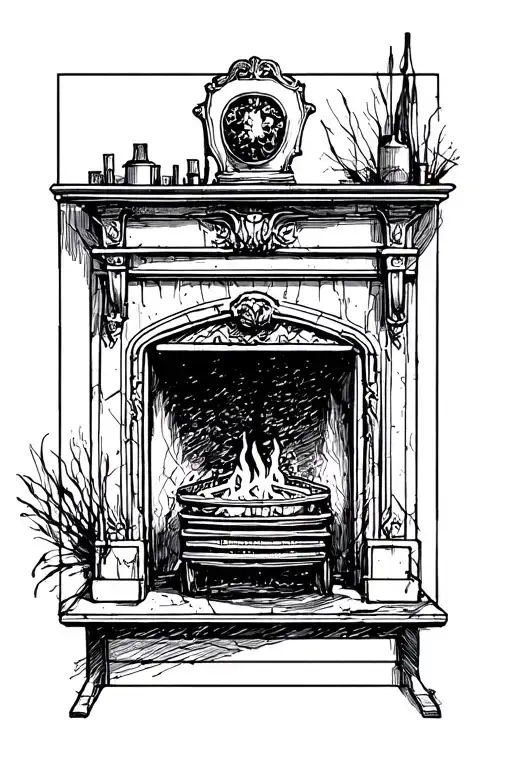 Abstract Drawing Of Fireplace