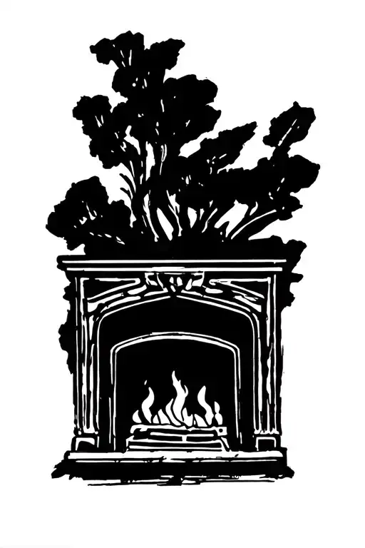 Abstract Drawing Of Fireplace