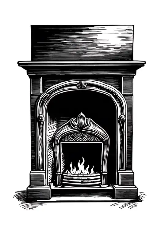 Abstract Drawing Of Fireplace