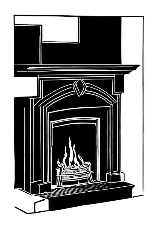 Abstract Drawing Of Fireplace
