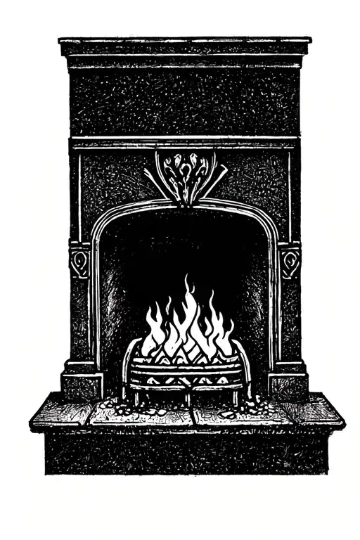 Abstract Drawing Of Fireplace