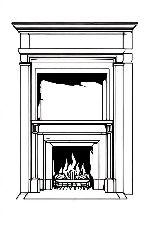 Abstract Drawing Of Fireplace