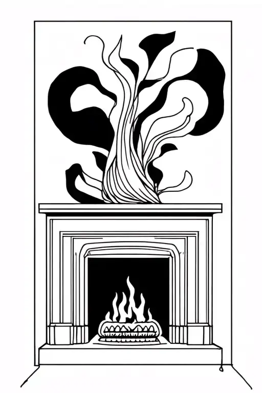 Abstract Drawing Of Fireplace