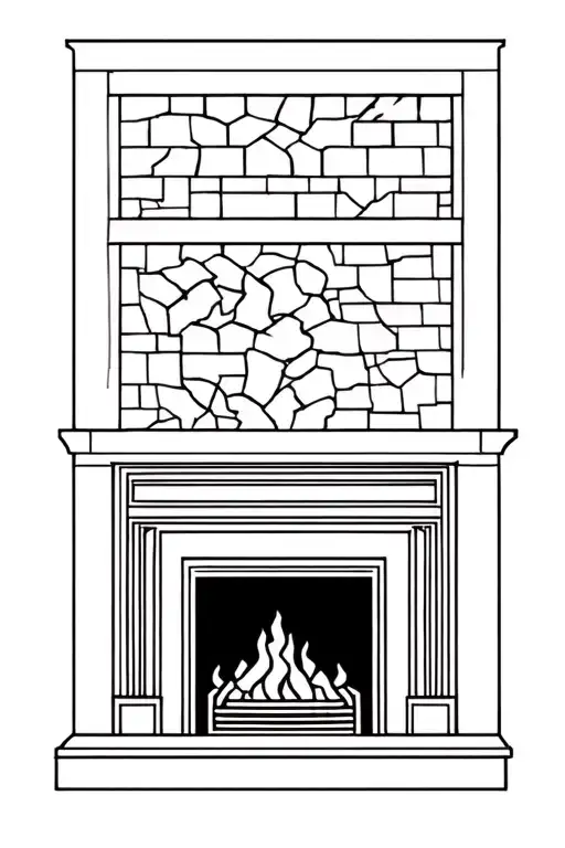 Abstract Drawing Of Fireplace
