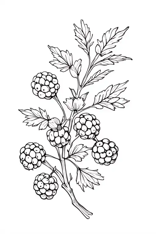 Blackberries With Small Flowers Intertwined Within