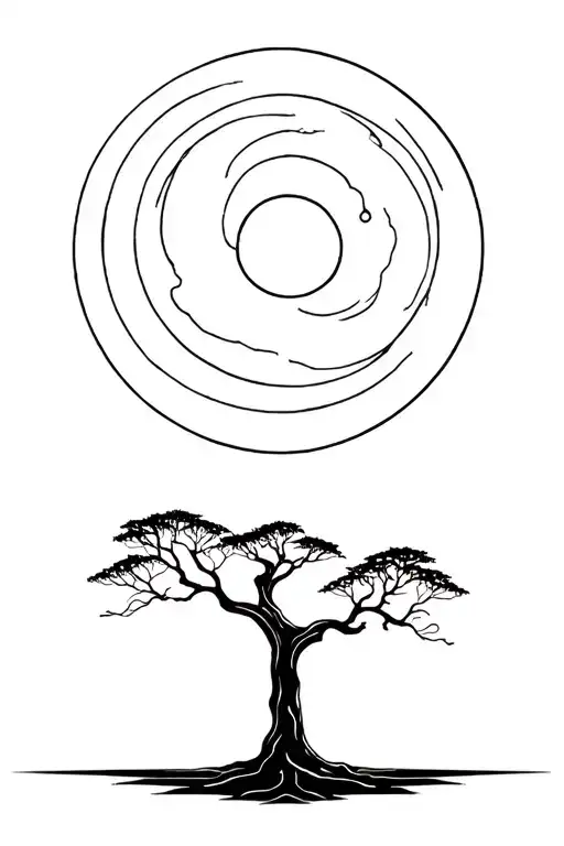 Tree With Big Moon Surrounded