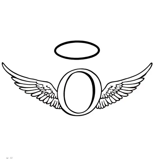 The Letter O With Angel Wings And Halo