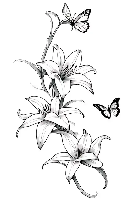 Lilys & 3 Butterflies