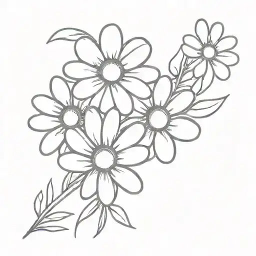 Bouquet Of Daisies Wrapped Together Cartoon