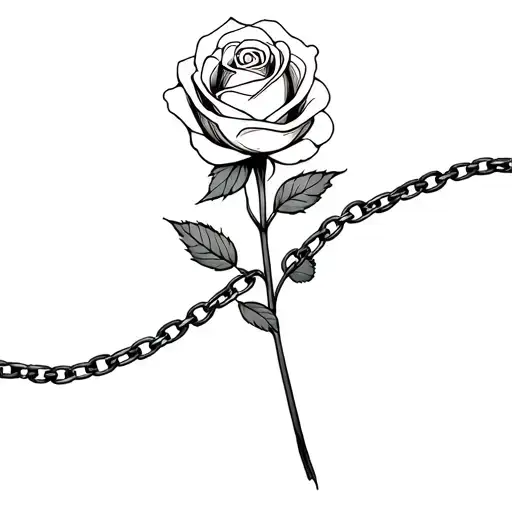 Rose Wrapped In A Thick Chain