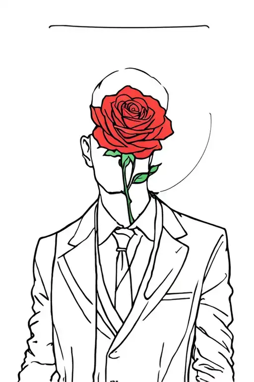 A Man Wearing Suit With A Rose Head On Triceps