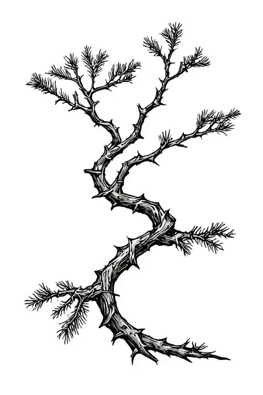 Cypress Tree Wrapped In Thorns