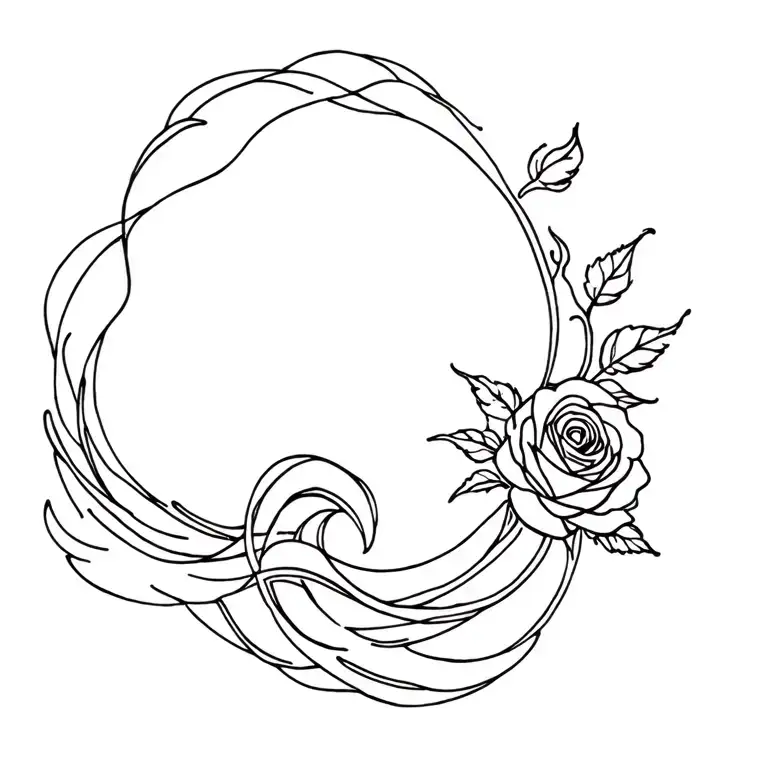 Ocean Wave Melding Into Rose Intertwined