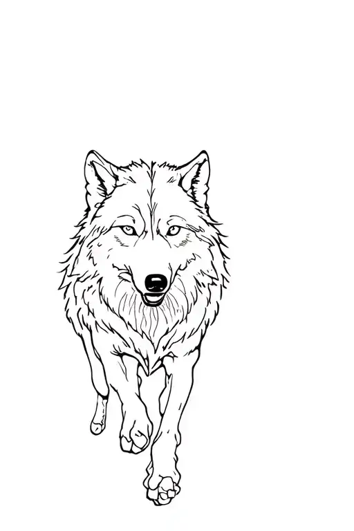 Wolf Running Away Full Body Side View