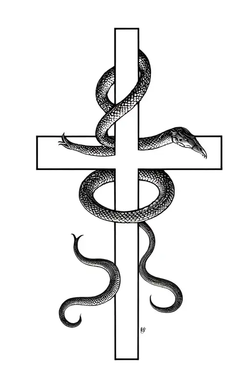 Cross With A Snake Wrapped Around It