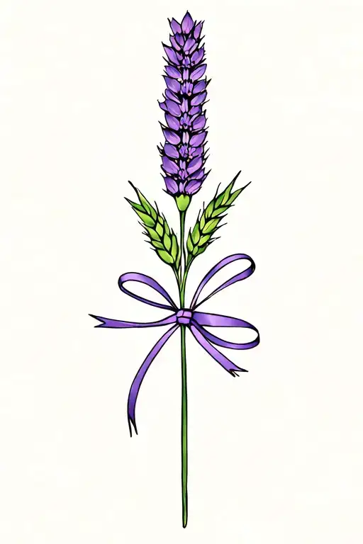 Barley And Lavender Tied With A Ribbon