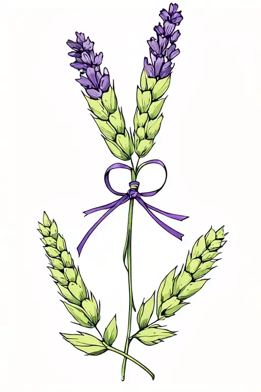 Barley And Lavender Tied With A Ribbon