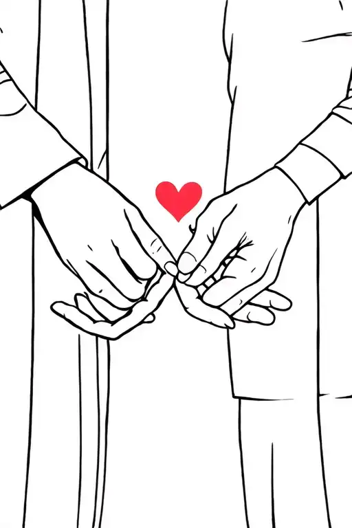 Two Old People Hands One Male And One Female Holding A Heart In The Middle