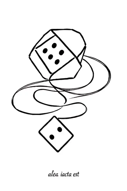 Alea Iacta Est With River And Dice Intertwined
