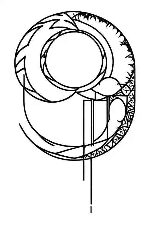 Sun And Moon Geometric Anaglyph