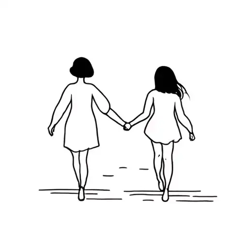 Mom Dad 2 Daughters Walking Away Hand In Hand