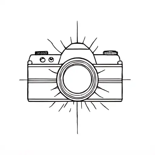 Camera In The Lens Shell With Sun In The Back