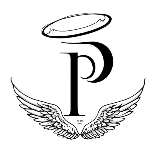The Letter P With Angel Wings And Halo And Date February 12 2008- November 14 2024