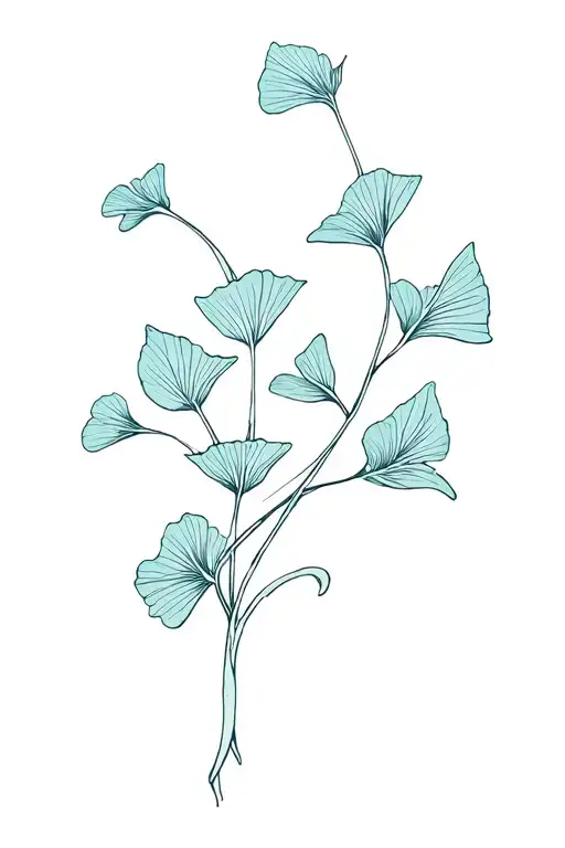 Forget Me Not With Ginko Leaves Intertwined