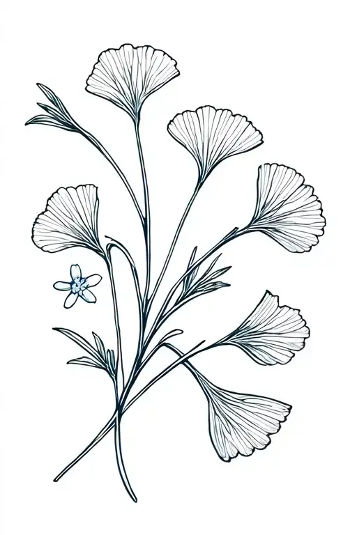 Forget Me Nots And Ginko Leaves