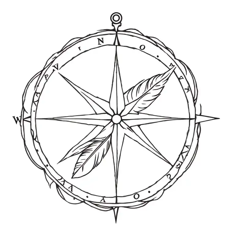 Viking Compass With Feather As A Dream Catcher