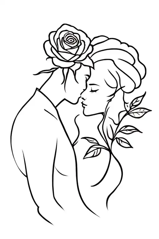 Rose And Couple Silhouette