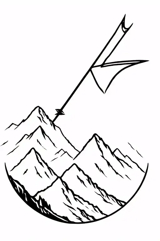 Shooting Arrow With Mountain Range Silhouette