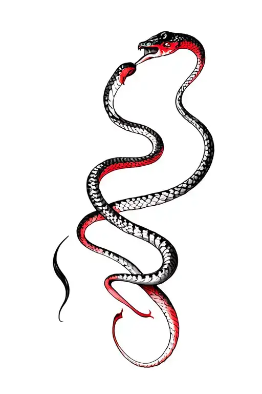 Snake In Black And Red From Shoulder To Elbow To Wrap The Bicep And Tricep In A Smokey Style