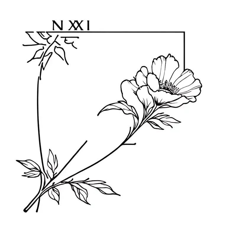Flower And Roman Numerals