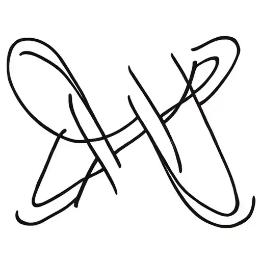 A Tattoo Design Of A Large Letter M Intertwined With Two Rings