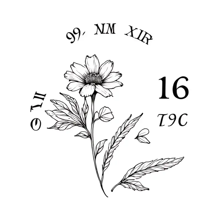 September Birth Flower With Roman Numerals 09 16