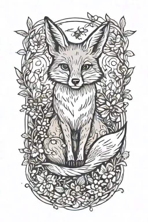 Storybook Illustration Of A Fox And A Bee
