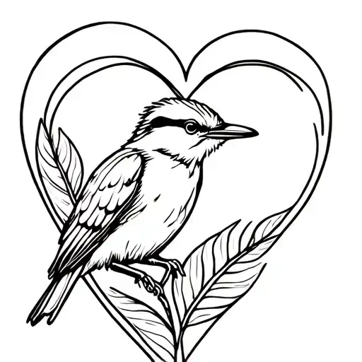 Kookaburra In A Leaf Heart Tattoo idea