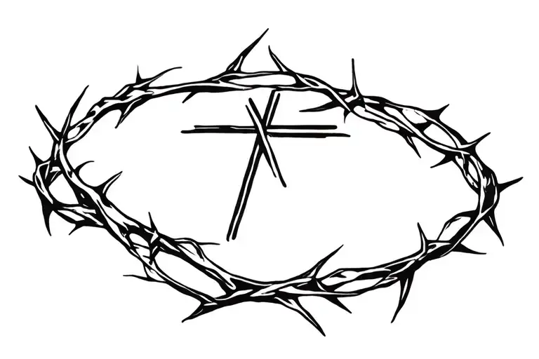 Crown Of Thorns Wrapped With A Cross Intertwined