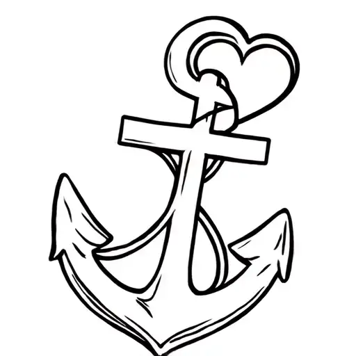 Anchor With Heart Cross Tattoo idea