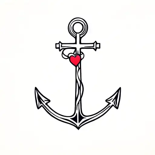 Anchor With Heart Cross Tattoo idea