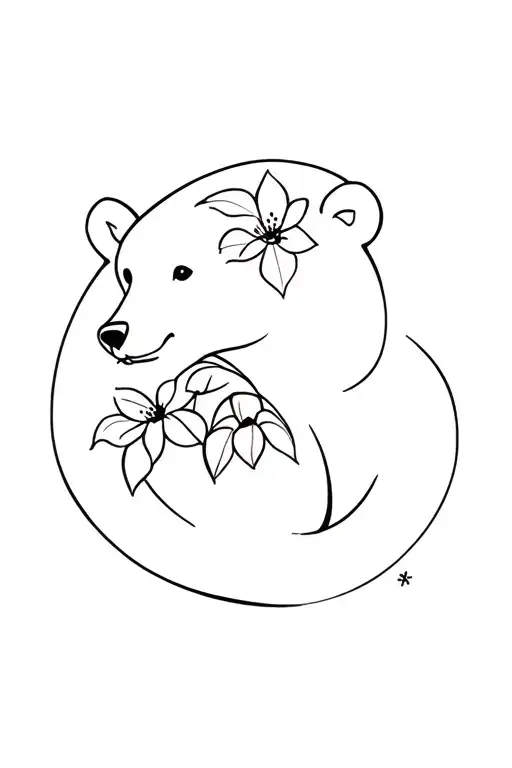 Bear And Blossom Tattoo idea