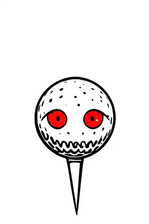 Golf Tee With Red Eyes And Teeth