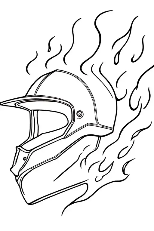 Helmet Engulfed In Flames