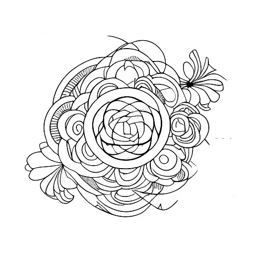 Floral Arrangement With Wiccan Symbols In A Minimalist Style