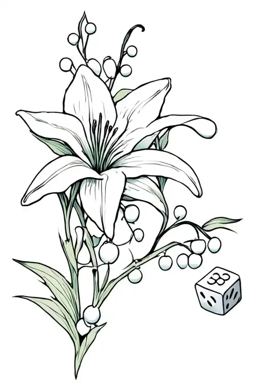 Dnd Inspired Tattoo With Lilies Of The Valley And All The Dice